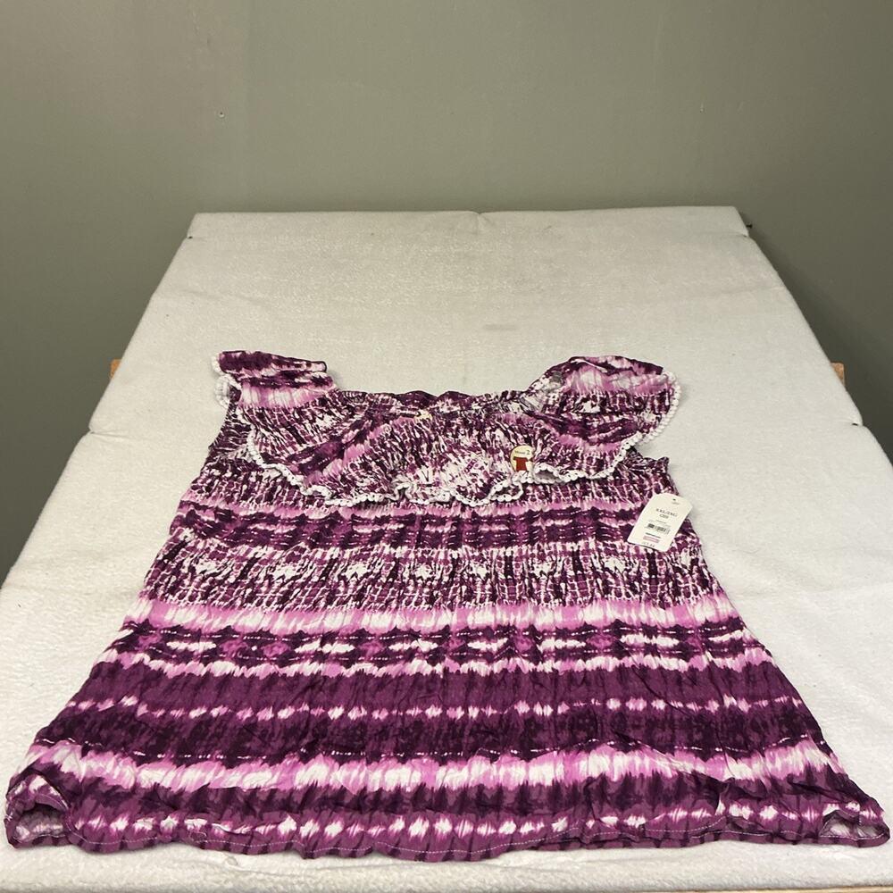 Women’s Died Purple Ruffled Top Sz XXL NWT, 3572